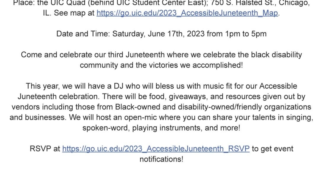 flier with general information, including sponsors, of 2023 Accessible Juneteenth