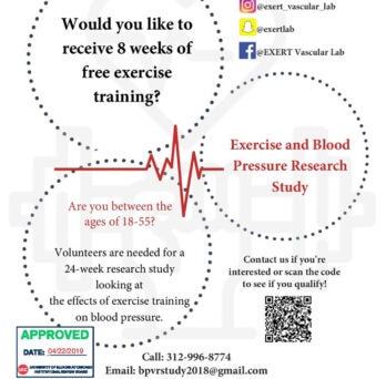 We are seeking participants for the EXERT Lab's Exercise and Blood Pressure Study
                  