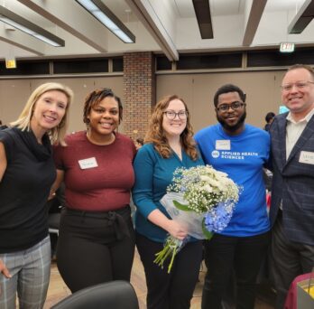 From left to right: Kirsten S.; Tyrianna S.; Jo W.; Melvin W.; and David M at the awards presentation ceremony, Sep. 27.
                  