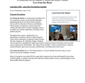 Advocate Christ Medical Center in Partnership with the Museum of Science and Industry present: Live from the Heart flyer
                  