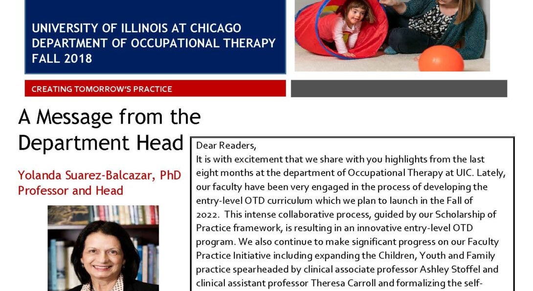 UIC Deparment of Occupational Therapy Progress Notes Fall 2018