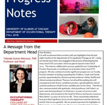 UIC Deparment of Occupational Therapy Progress Notes Fall 2018
                  