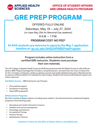 AHS FREE ONLINE GRE PREP SUMMER PROGRAM